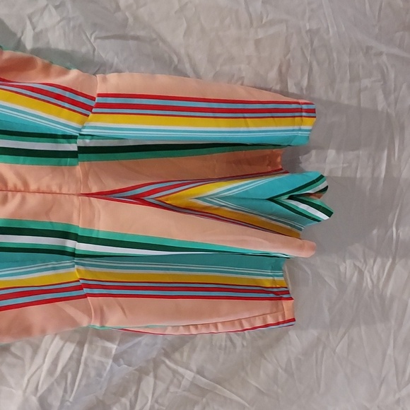 Retro GWT Party Coral and Turquoise w/ Various Colors Spaghetti Strap Romper M - Picture 5 of 7